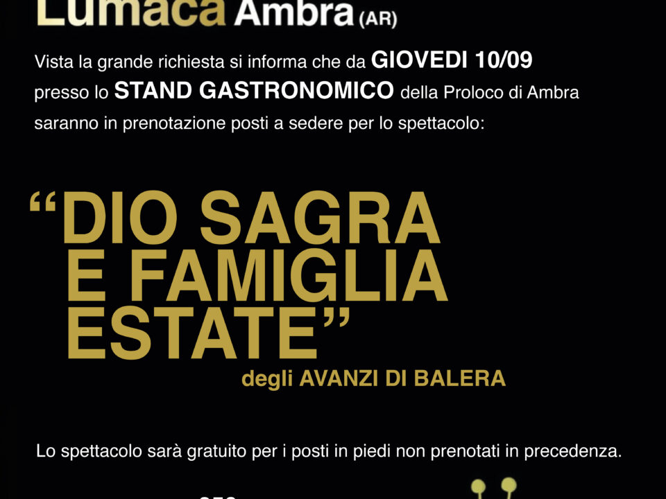 "DIO SAGRA E FAMIGLIA ESTATE" degli AVANZI DI BALERA